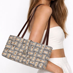 Alma Tonutti Woven Shoulder Bag — Italian Designer Leather Handle Handbag